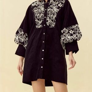 JODIFL Black and White Embroidered Dress